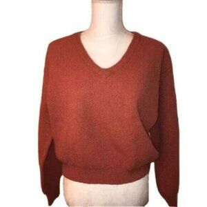 Andean Alpaca Sweater Womens Pink Cropped Long Sleeve Crew Neck Volume Sleeves